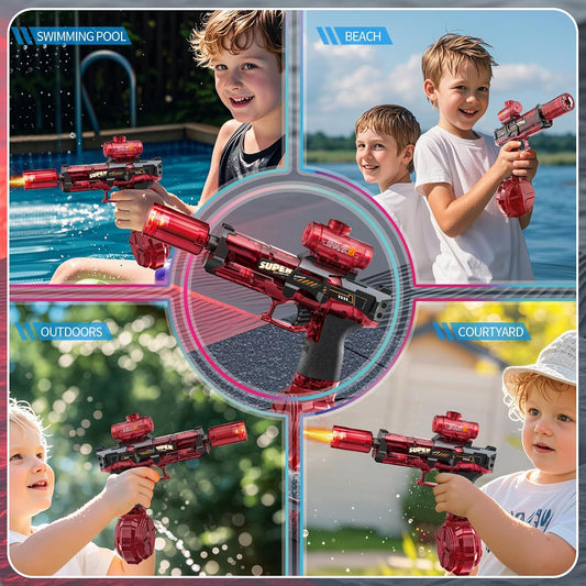 Electric Water Gun with Red Dot Sight, Goggles & Extra Tank – Automatic Blaster Toy for Kids & Adults