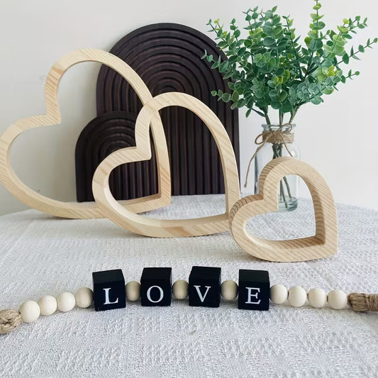 Wooden Bead Garland with Tassels – 27 Inch Family Home Decor Chain for Tabletop, Shelf & Hanging